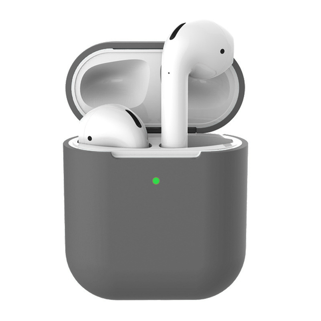 

Cиликоновый чехол QVATRA для наушников Airpods 2, 1 серый, для наушников Airpods 2, 1 серый