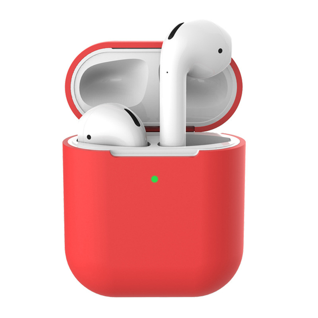 

Cиликоновый чехол QVATRA для наушников Airpods 2, 1 красный, для наушников Airpods 2, 1 красный