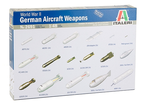 фото Сборная модель italeri 1/48 набор бомб wwii german aircraft weapons 2691