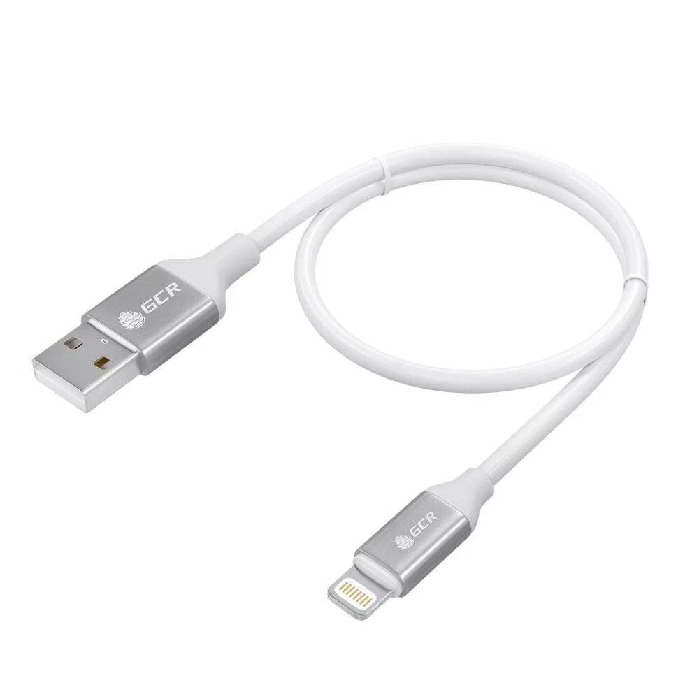 фото Кабель gcr 1.0 m usb am / lightning, поддержка всех ios, mfi, al корпус серебро