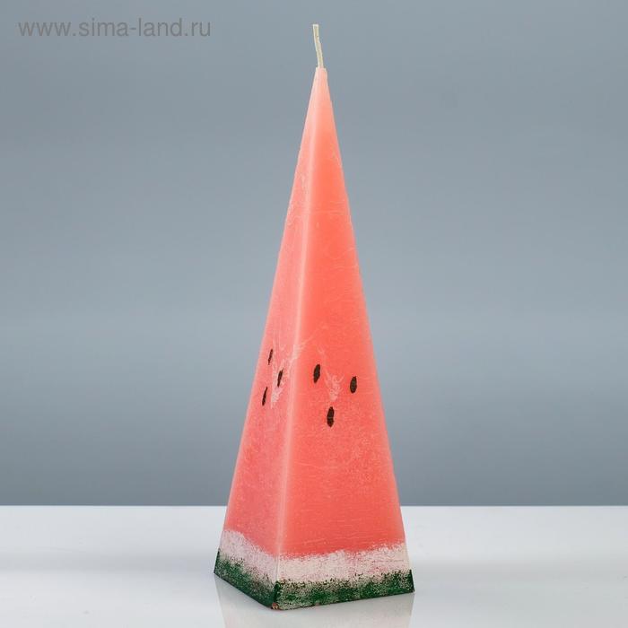 фото Свеча пирамида арбуз, 6,5×6,5×23 см, розовый trend decor candle