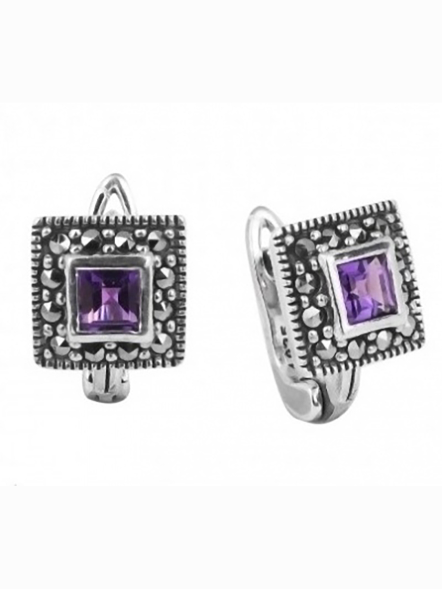 

Серьги с марказитами и аметистами из серебра Марказит HE393-9007, HE393-9007