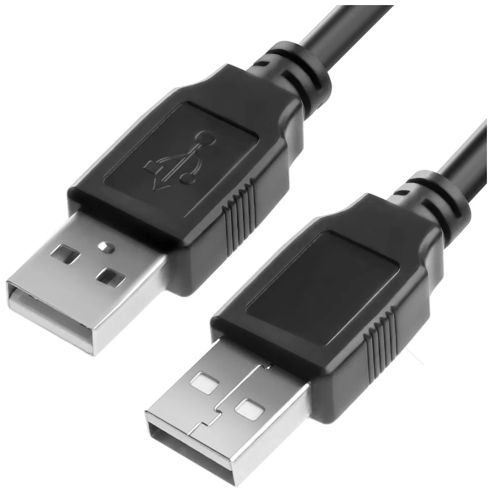 фото Gcr кабель 1.5m usb 2.0, am/am, черный, 28/28 awg, экран, армированный, морозостойкий