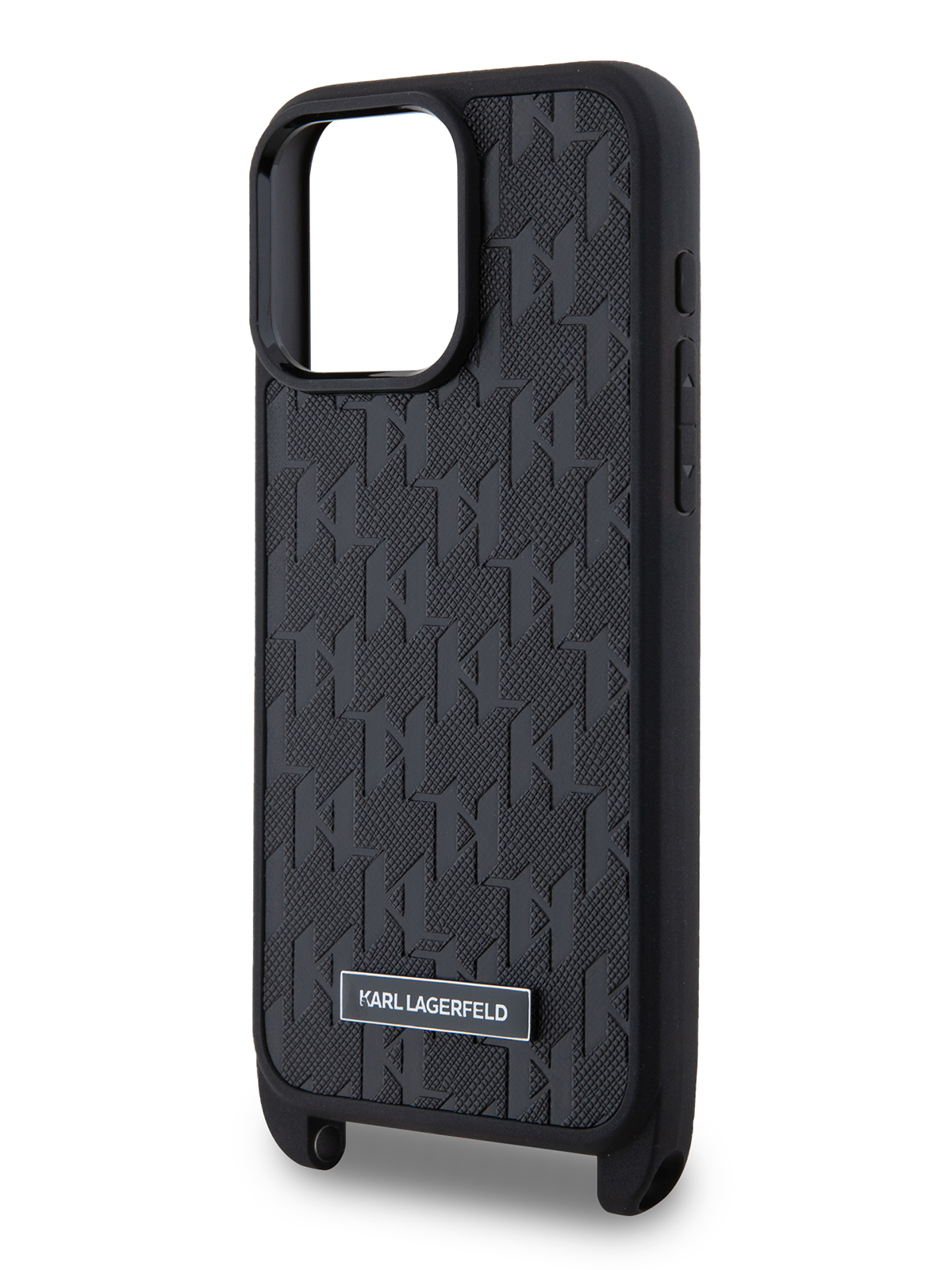 Чехол Karl Lagerfeld для iPhone 15 Pro Max с ремешком Metal Plate logo Hard Black