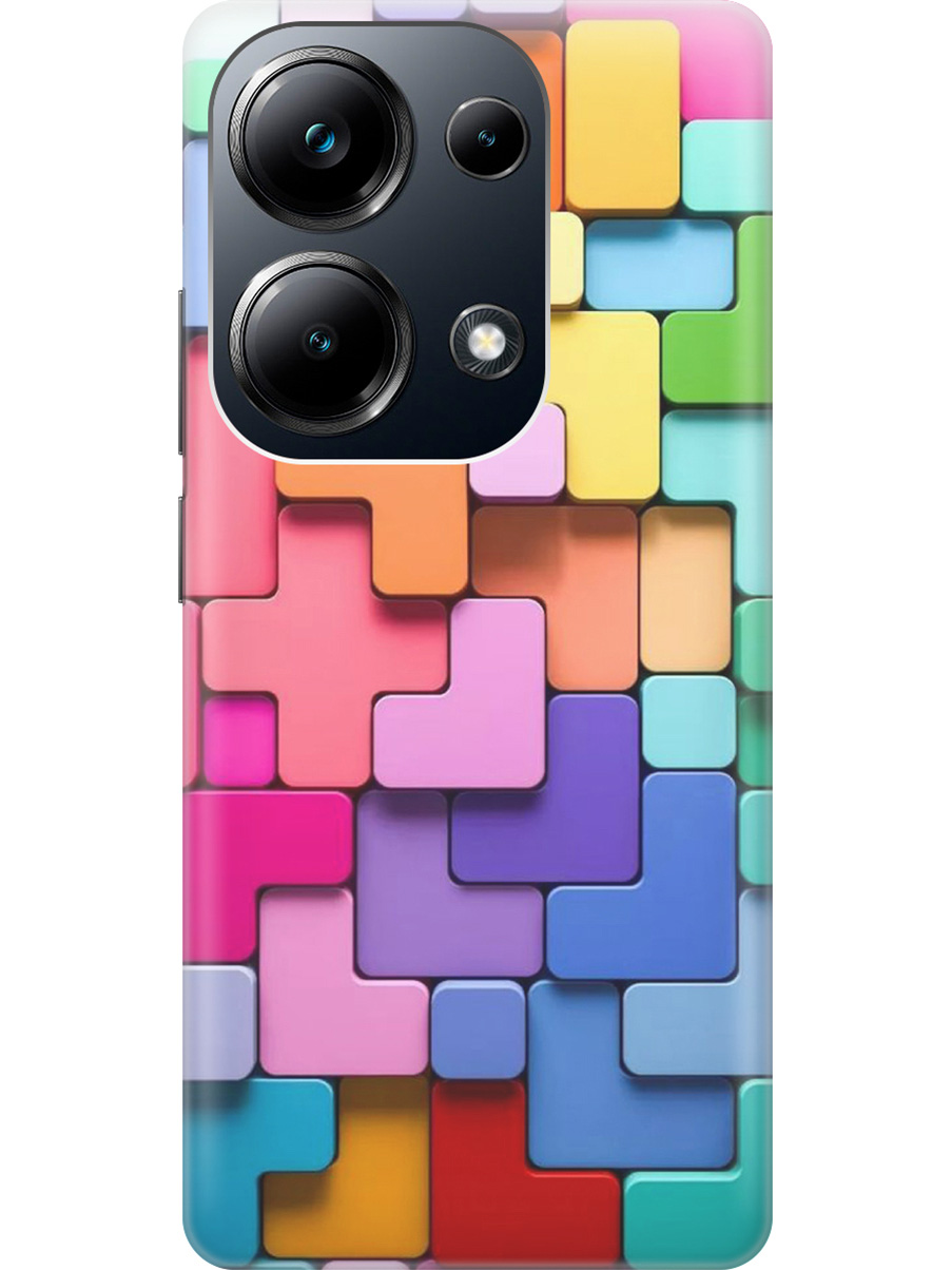 

Чехол на Xiaomi Redmi Note 13 Pro 4G / Poco M6 Pro 4G "Паттерн из блоков", Голубой;розовый, 20012096