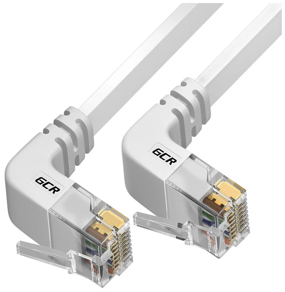 Патч-корд GCR PROF плоский 2.0 m, UTP медь кат 6, ethernet high speed, RJ45, T568B, белый