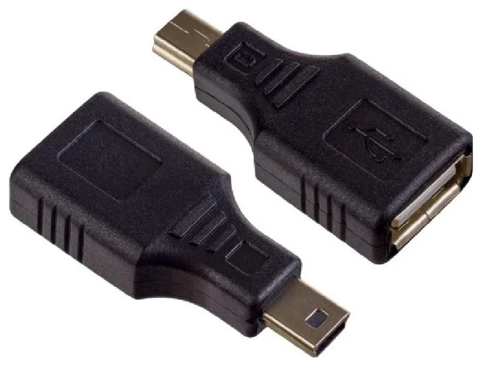 фото Адаптер переходник gsmin rt-05 mini usb (m) - usb 2.0 (f) (черный)