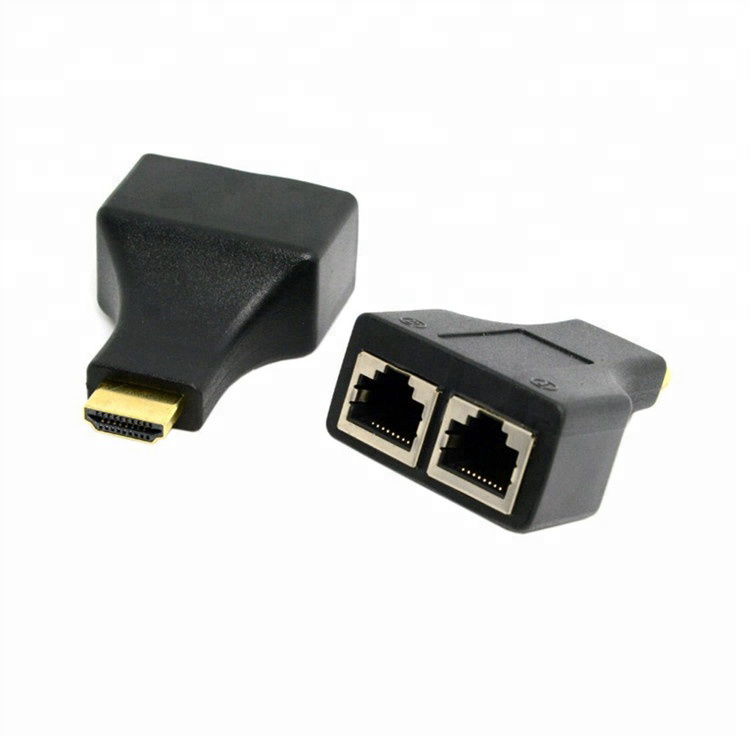 Адаптер HDMI Gsmin CB-04 по витой паре HDMI RJ45x2 Black