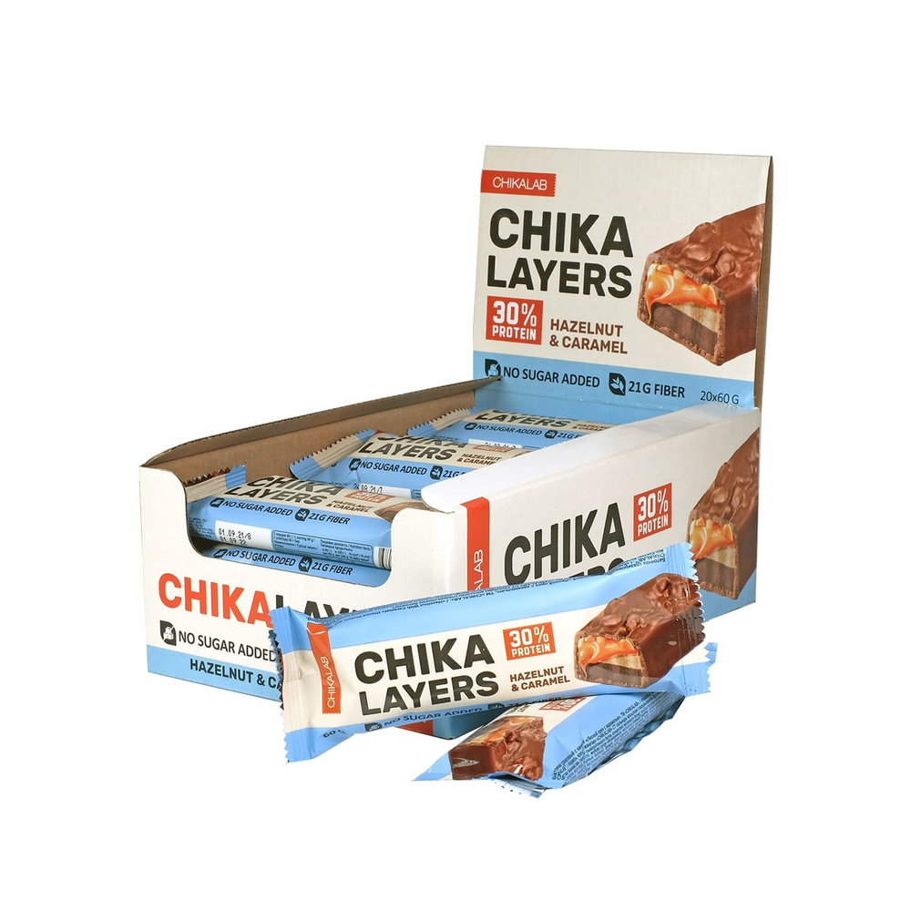 Батончик Chikalab Chika Layers Лесной орех с карамелью 60 г