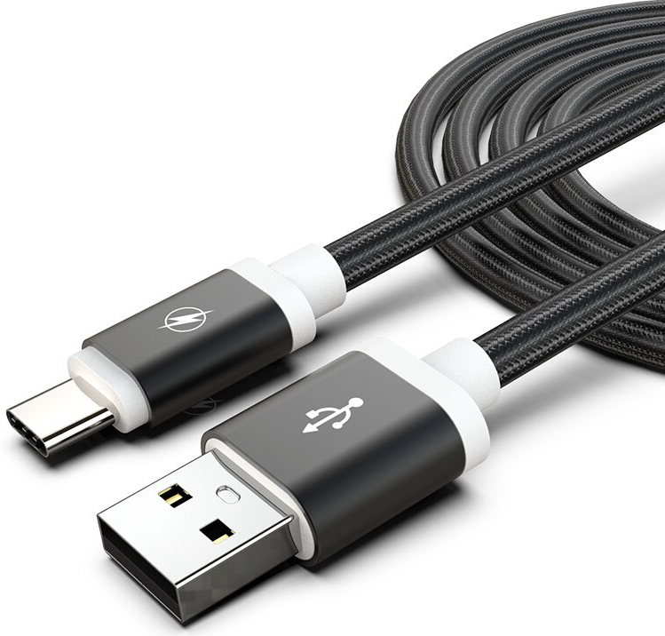 фото Кабель usb - type-c тканевый gsmin brim 1м (черный)