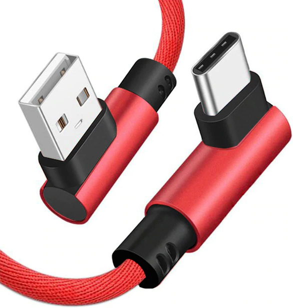 фото Кабель gsmin угловой usb - type-c тканевый 1м (красный)