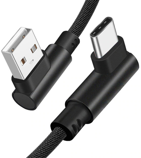 фото Кабель gsmin угловой usb - type-c тканевый 1м (черный)