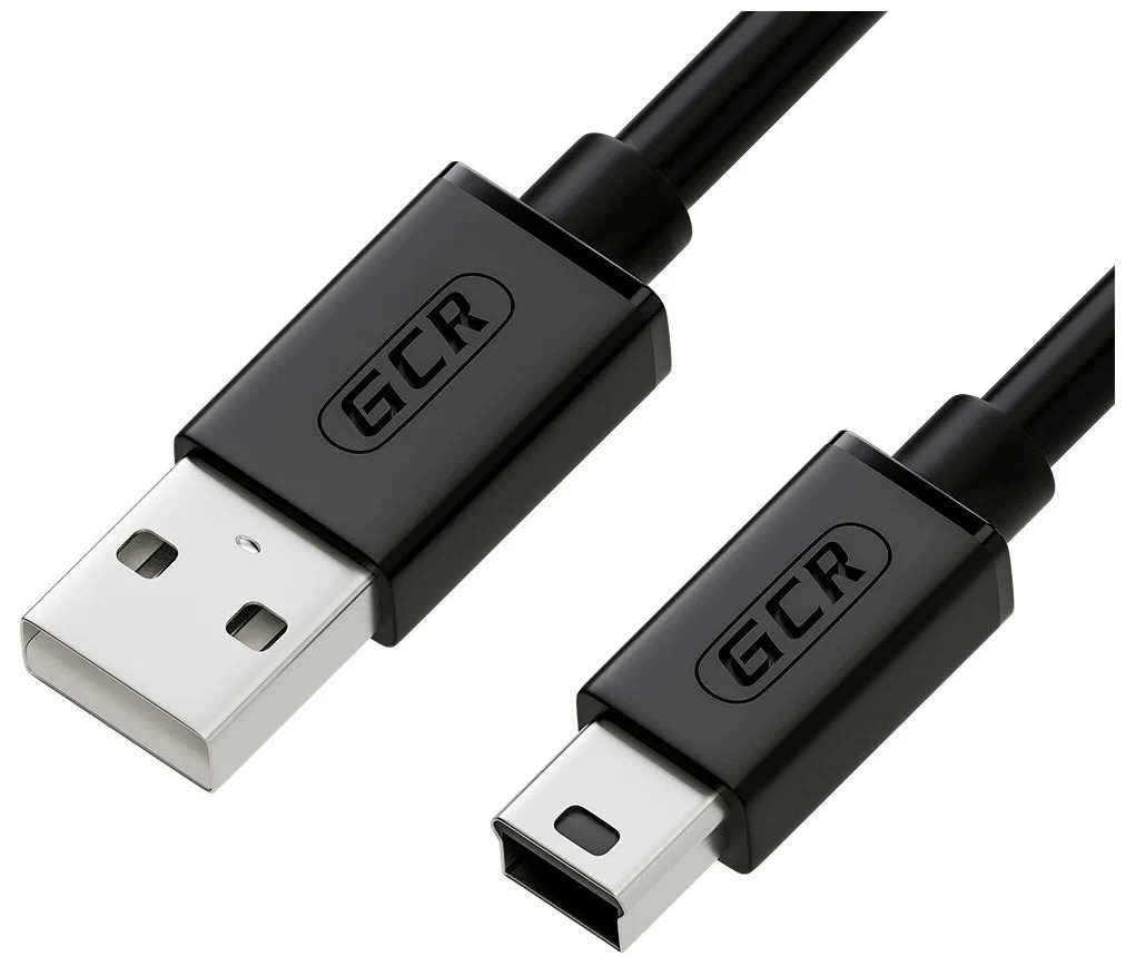 фото Gcr кабель 0.4m usb 2.0, am/mini, черный, 28/28 awg, экран, армированный, морозостойкий