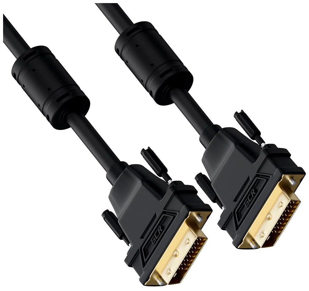 фото Кабель gcr prof 5.0 m dvi-d, черный, gold, ферритовые кольца, od 8.5 mm, 28 awg, dvi/dvi