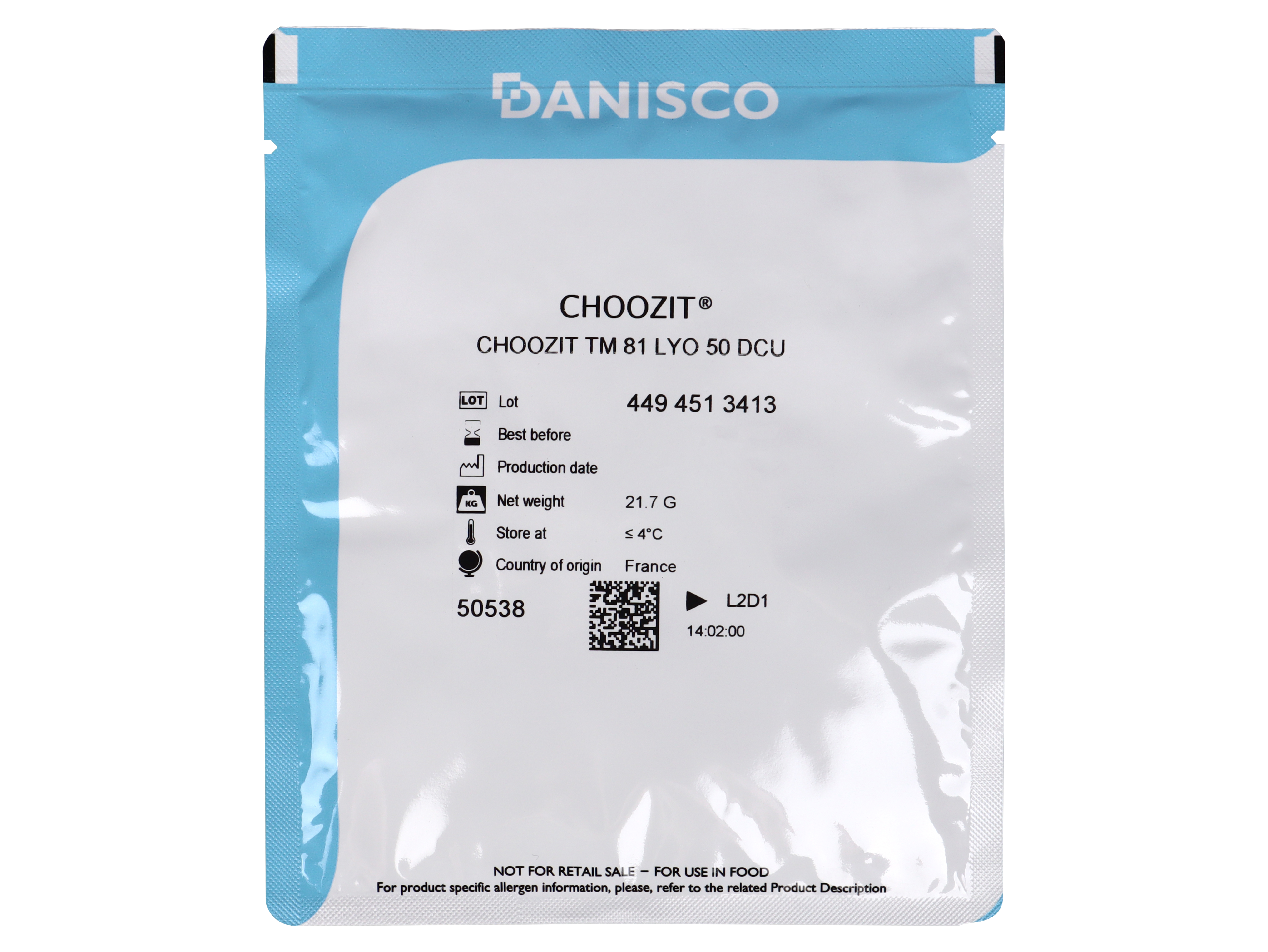 

Термофильная закваска Danisco CHOOZIT TM 81 50 DCU на 500 л, CHOOZIT TM 81 50 DCU термофильная закваска ( на 500 л, Danisco)