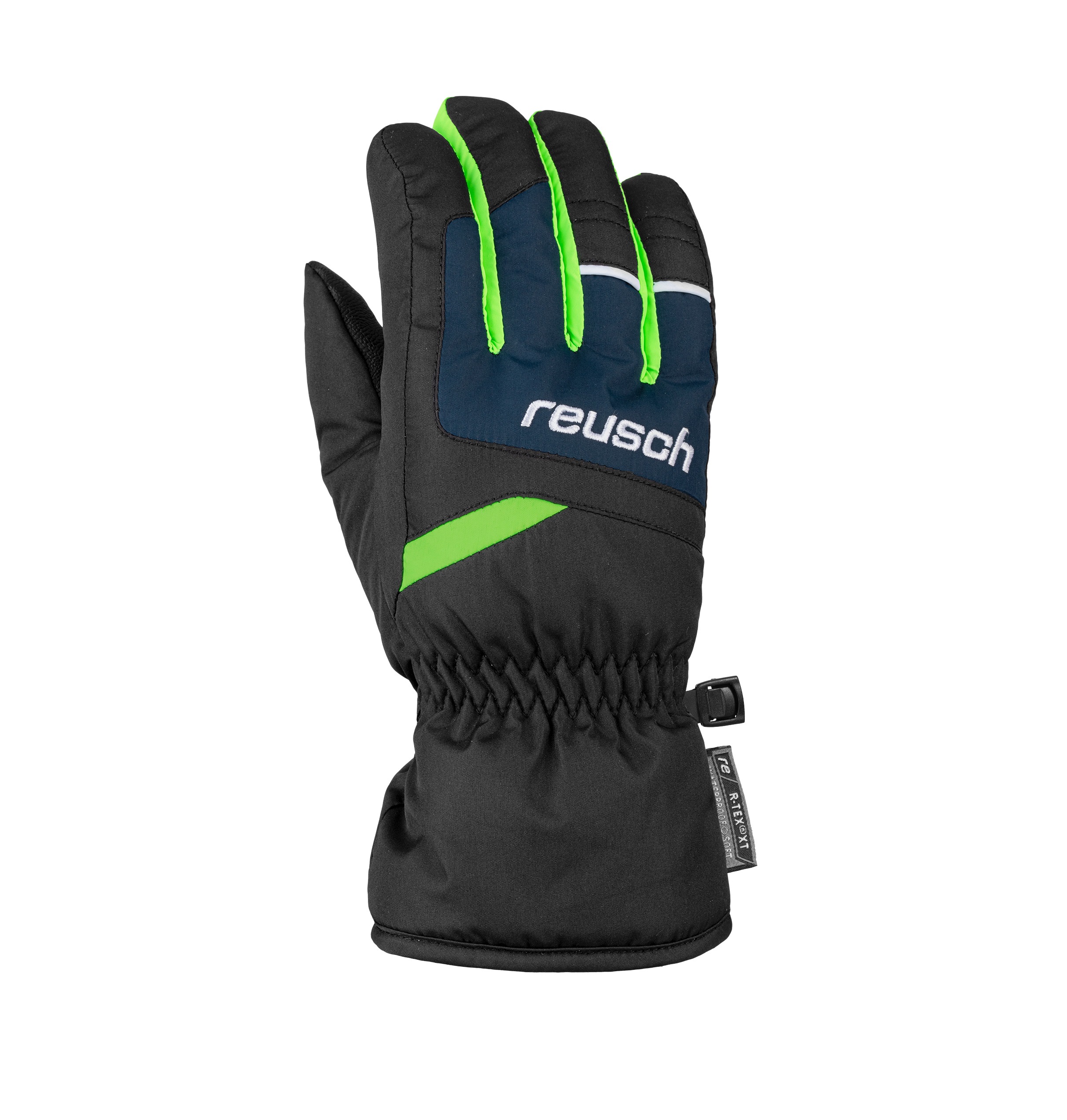 фото Перчатки reusch bennet r-tex® xt, black/dress blue/neon green, 4.5 inch