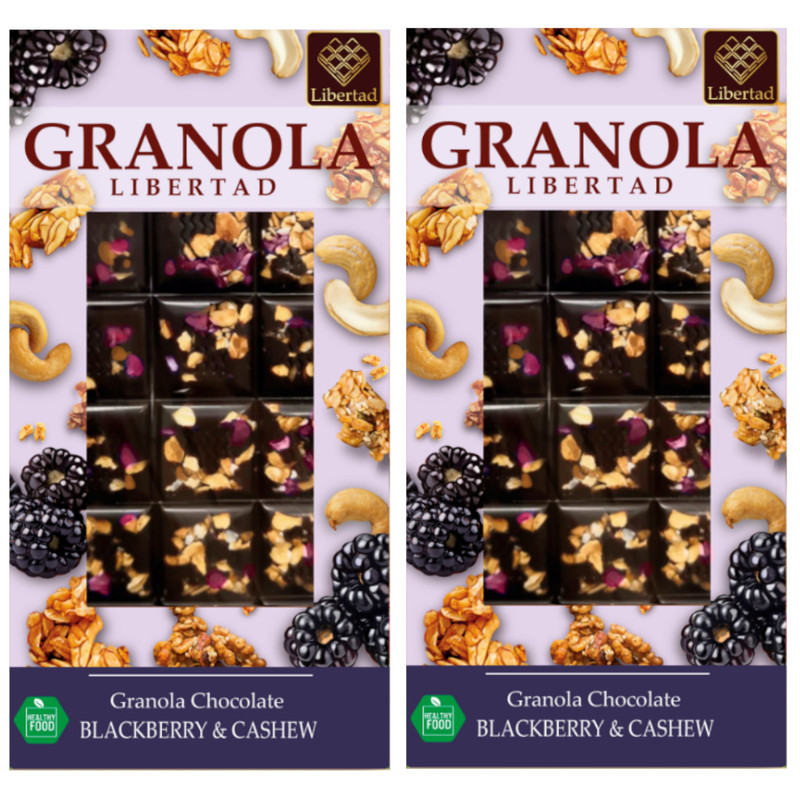 Шоколад горький 70% Granola Libertad с гранолой ежевикой и кешью, 80 г х 2 шт