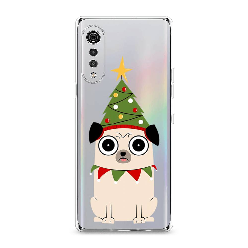 

Чехол на LG Velvet 4G "Собачка с ёлочкой", Бежевый;красный;зеленый, 84450-1