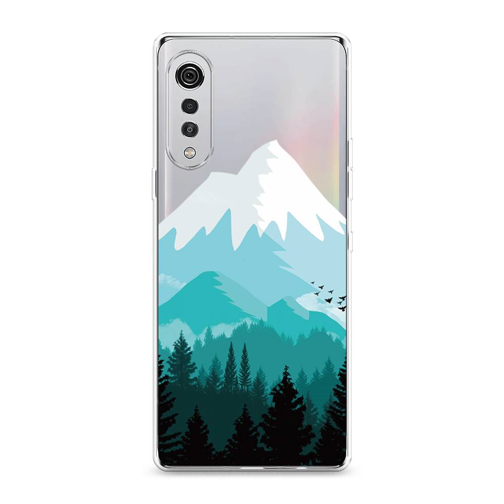

Чехол на LG Velvet 4G "Синяя снежная гора", Белый;голубой, 84450-2
