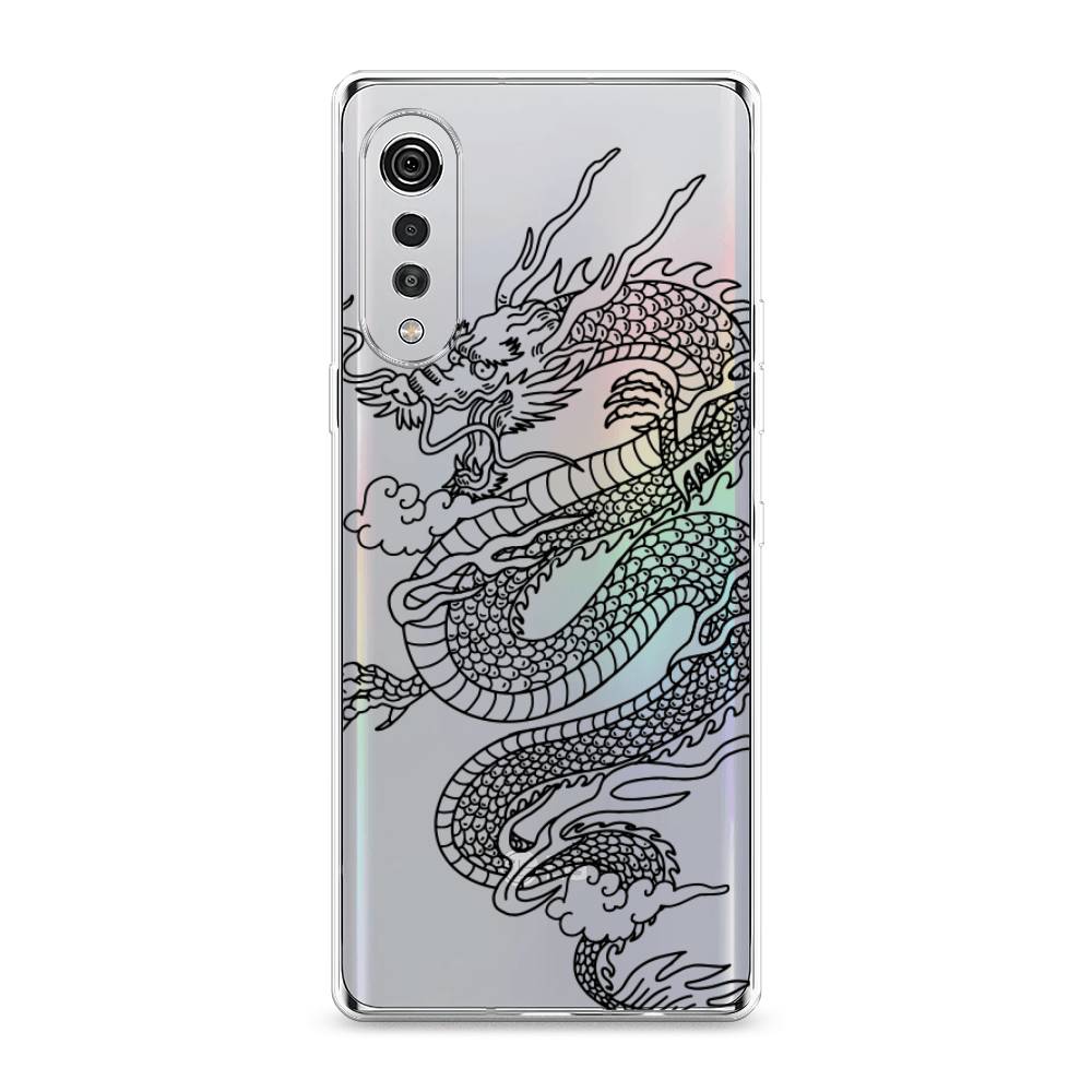 

Чехол на LG Velvet 4G "Большой китайский дракон", Черный;серый, 84450-1