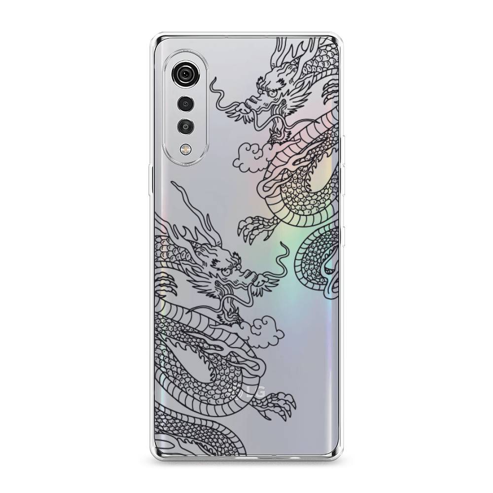 

Чехол на LG Velvet 4G "Два китайских дракона", Серый;черный, 84450-1