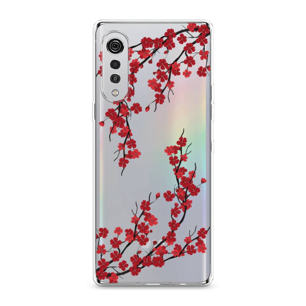 

Чехол на LG Velvet 4G "Красная сакура", Красный;черный, 84450-2