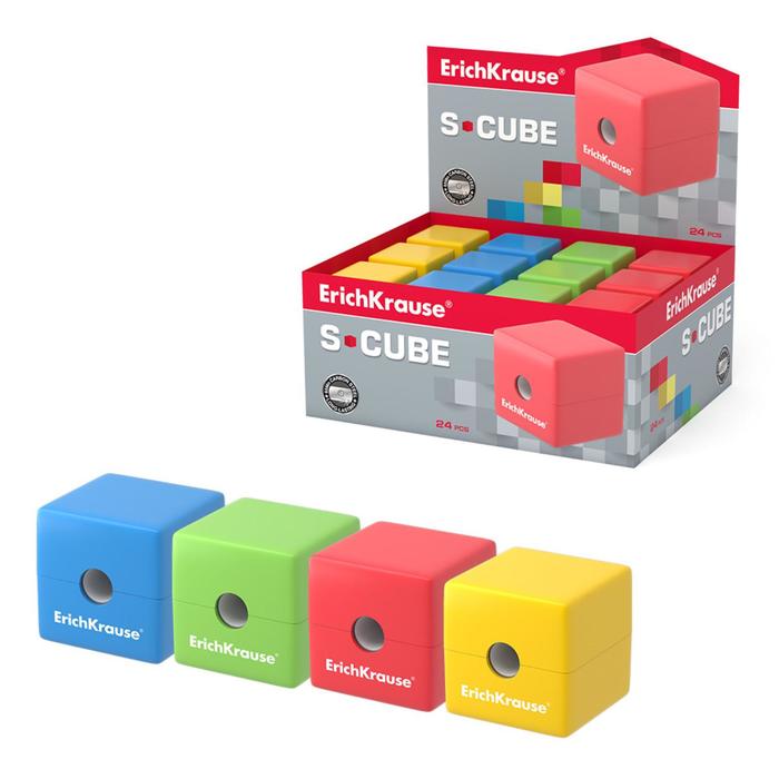 

Точилка ErichKrause с контейнером S-Cube с контейнером, микс 4В 50141, Разноцветный