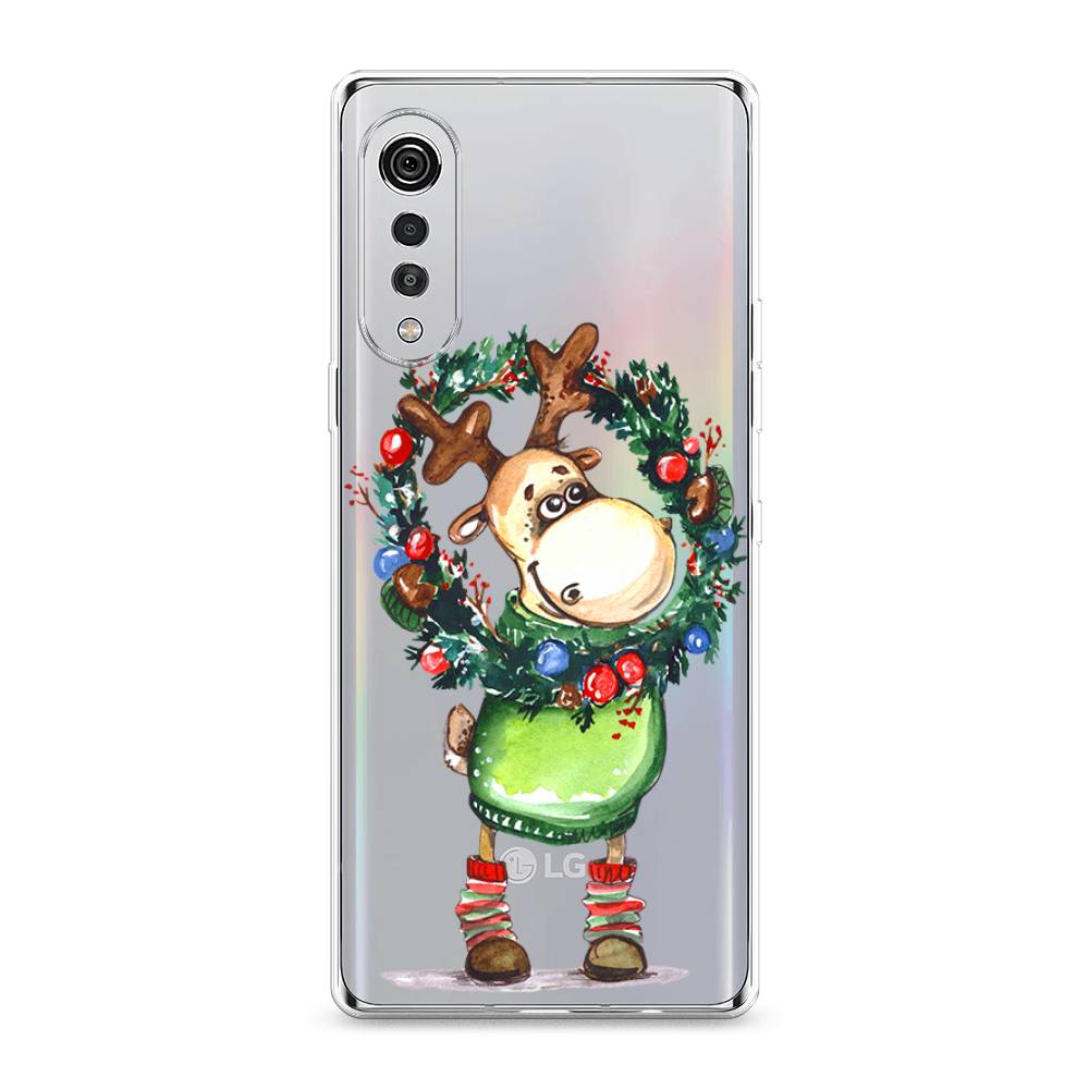 

Чехол на LG Velvet 4G "Олень с новогодним венком", 84450-4