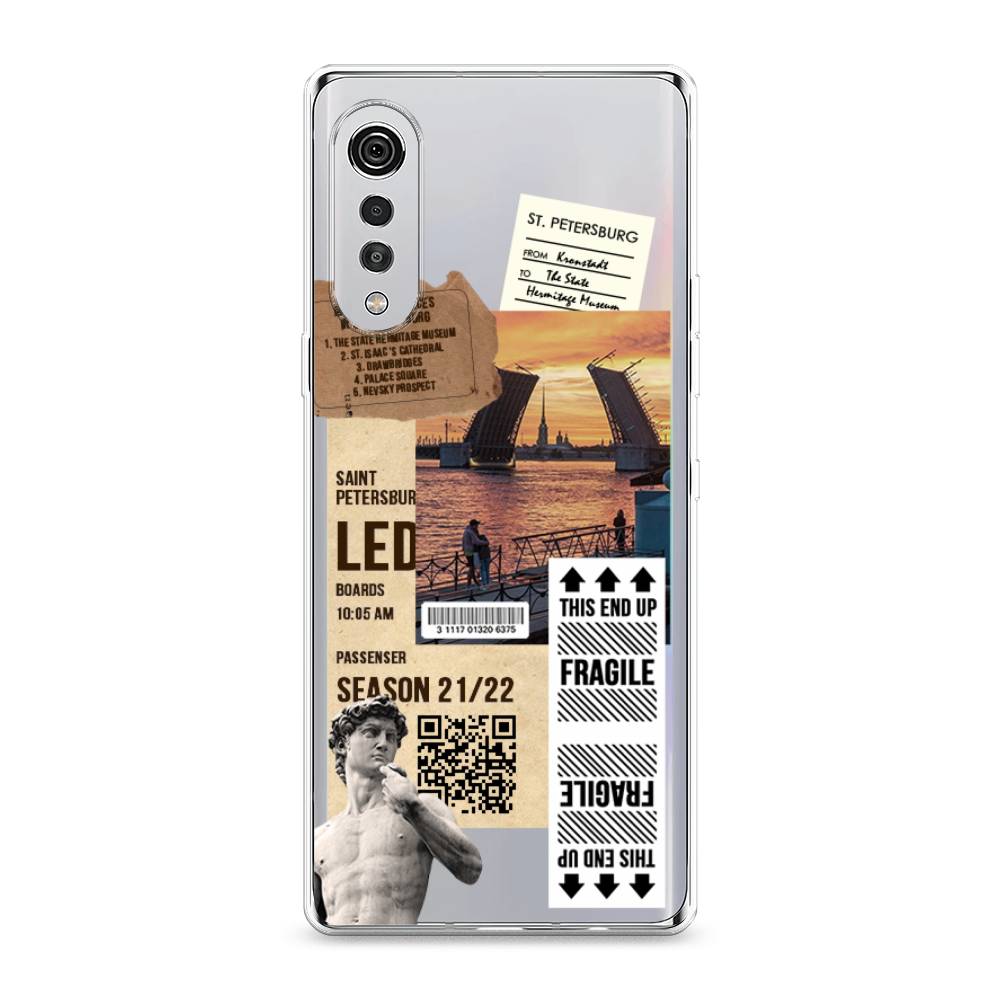 

Чехол на LG Velvet 4G "Санкт-Петербург коллаж", Коричневый;бежевый;белый, 84450-6