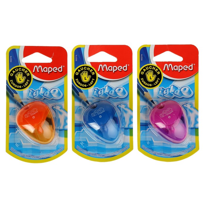 

Точилка для левшей, 1 отверстие с контейнером, Maped I-Gloo, блистер, микс, Разноцветный