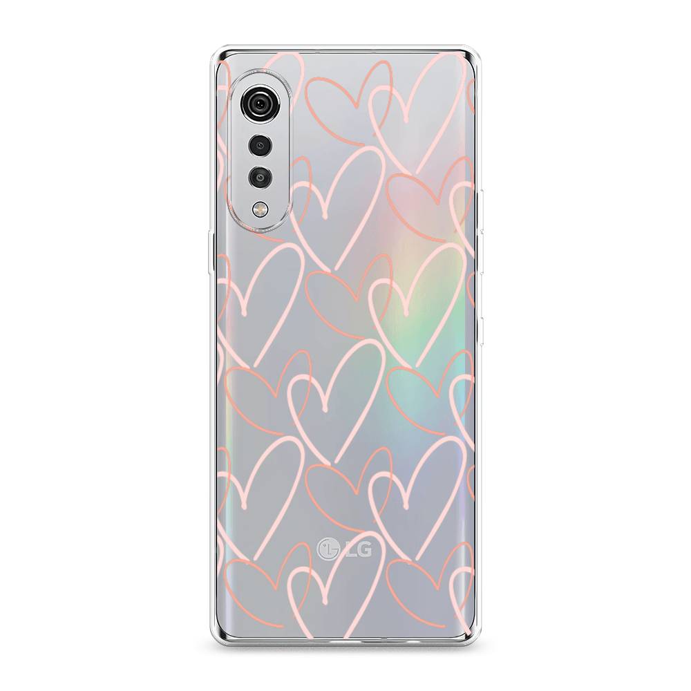 

Чехол на LG Velvet 4G "Узор из сердечек", Розовый;бежевый, 84450-6