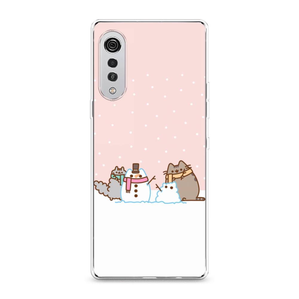 

Чехол на LG Velvet 4G/5G "Котики в снегу", Розовый;белый;серый, 84450-5