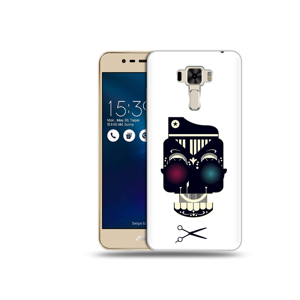 

Чехол MyPads Tocco для Asus ZenFone 3 черно белый скелет с яркими глазами, Прозрачный, Tocco