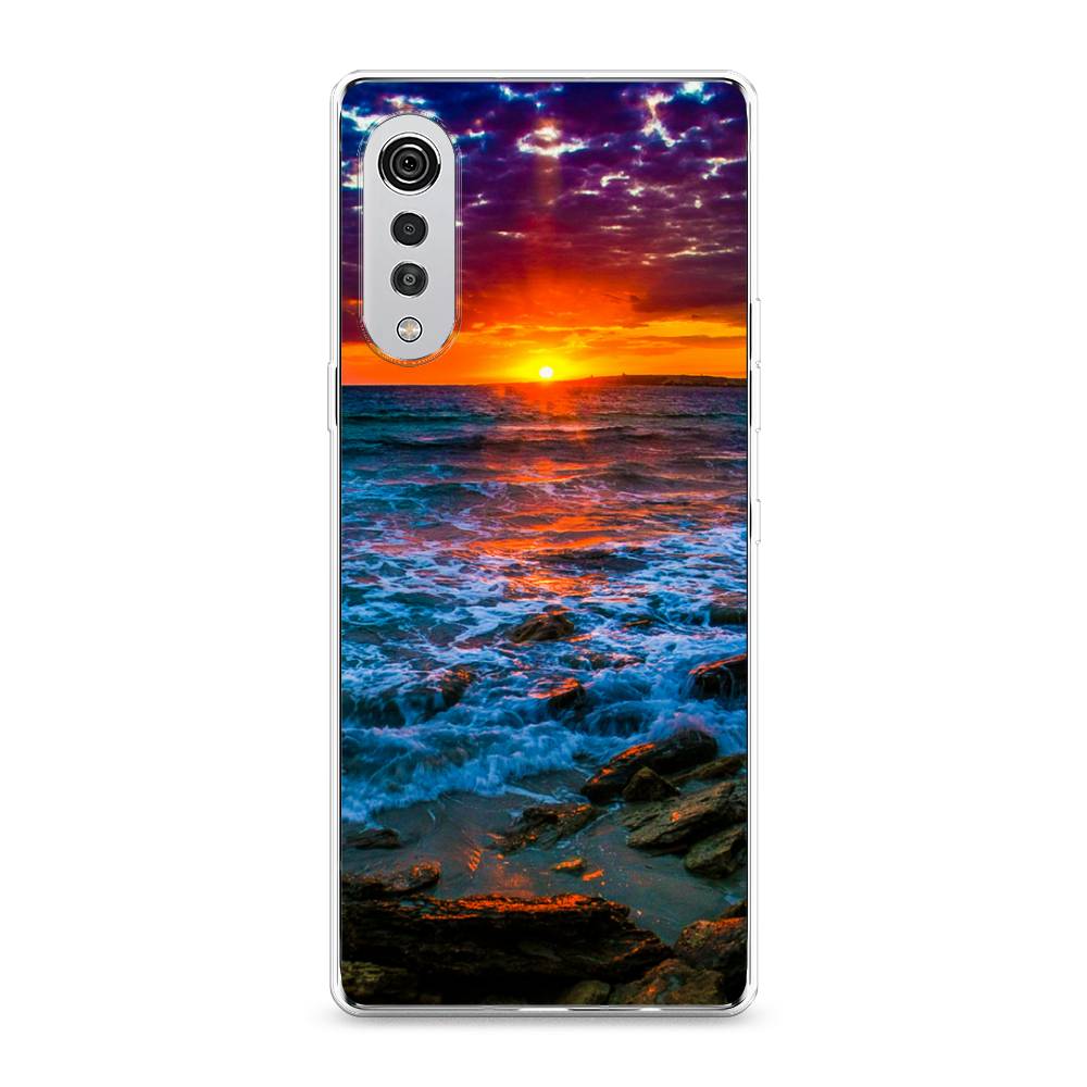 

Чехол на LG Velvet 4G "Закат 1", Оранжевый;синий, 84450-2