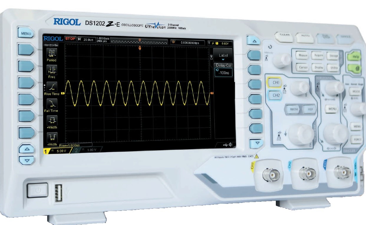 Осциллограф цифровой RIGOL DS1202Z-E (200 МГц, 2 канала) цифровой осциллограф rigol mso5102 100 мгц 2 канала госреестр си