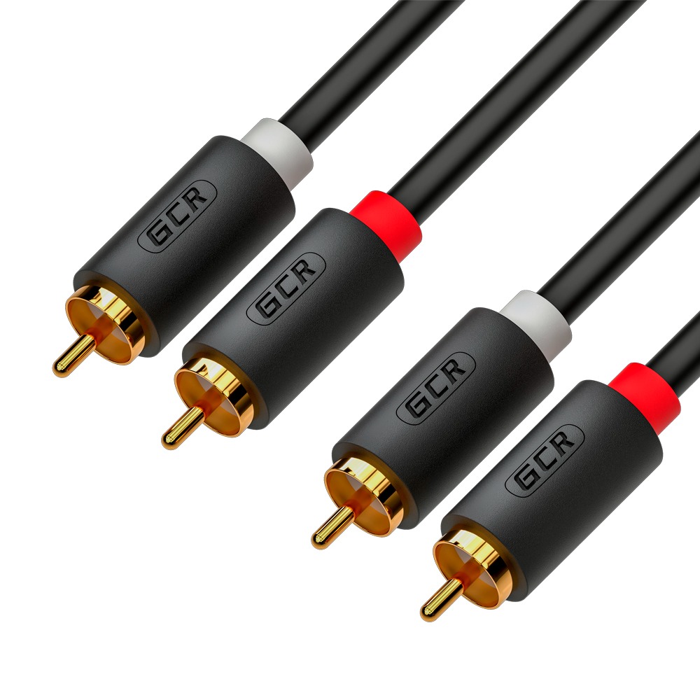 фото Gcr кабель 3.0m аудио 2 х rca / 2 х rca, gold, черный