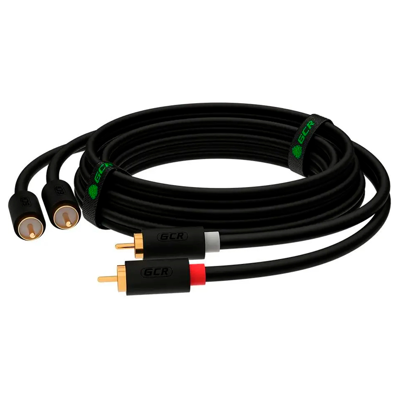 

GCR Кабель 3.0m аудио 2 х RCA / 2 х RCA, GOLD, черный, GCR-53115