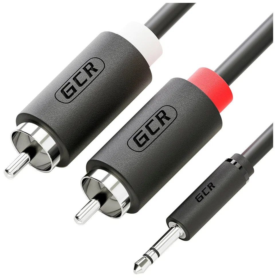 

GCR Кабель-переходник 7.5m аудио jack 3,5mm / 2 х RCA, черный, GCR-51727