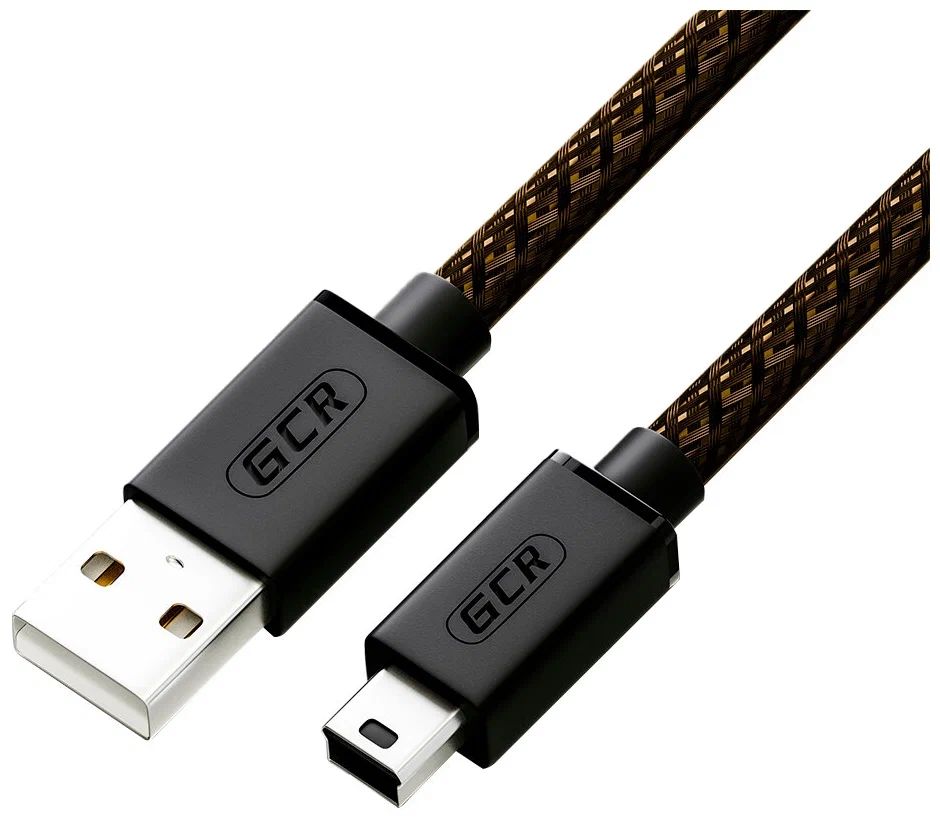 фото Кабель gcr prof 1.0 m usb 2.0, am / mini, черно-прозрачный, 28/24 awg, экран, армированный