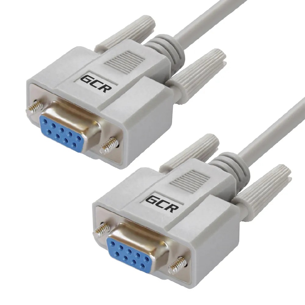 фото Gcr кабель 1.0m rs-232, 9f/9f premium серый 30 awg