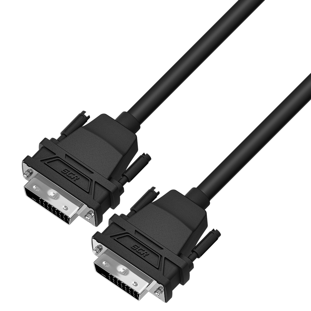 GCR Кабель 5.0m DVI-D, черный, OD 8.5mm, 28 AWG, DVI/DVI, 25M/25M, двойной экран