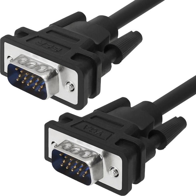 фото Gcr кабель svga 0.5m чёрный, od6.0mm, 15m / 15m, 28/28 awg, двойной экран