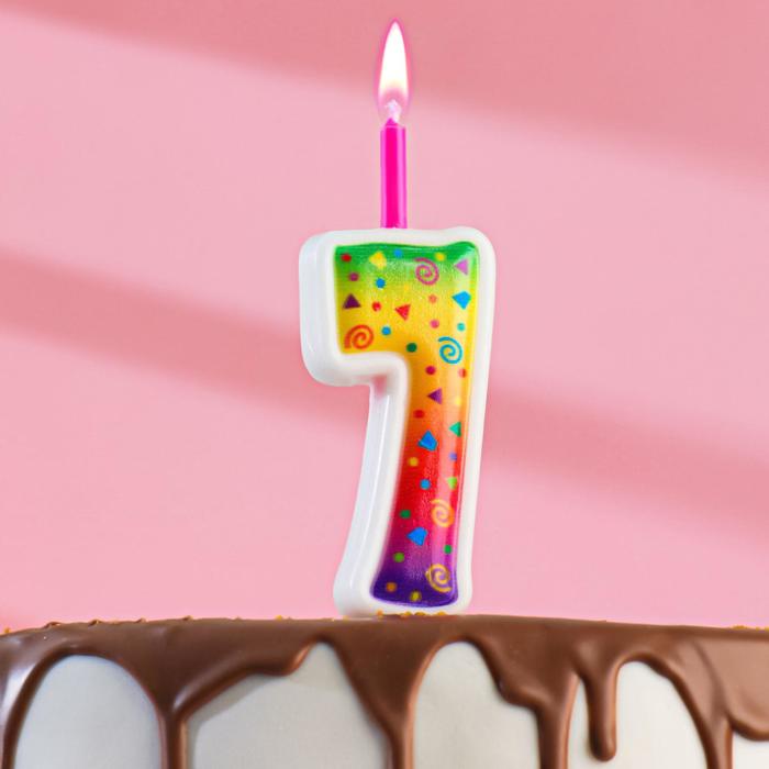 фото Свеча для торта цветное пламя, 12.3 см, цифра 7 омский свечной