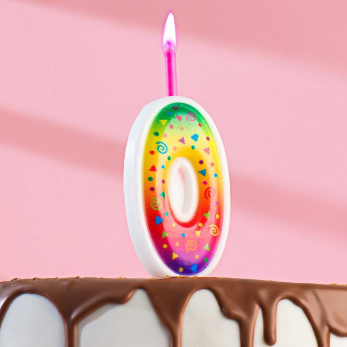Свеча для торта Цветное пламя, 12.3 см, цифра 0 свеча для торта ное пламя 12 3 см цифра 6