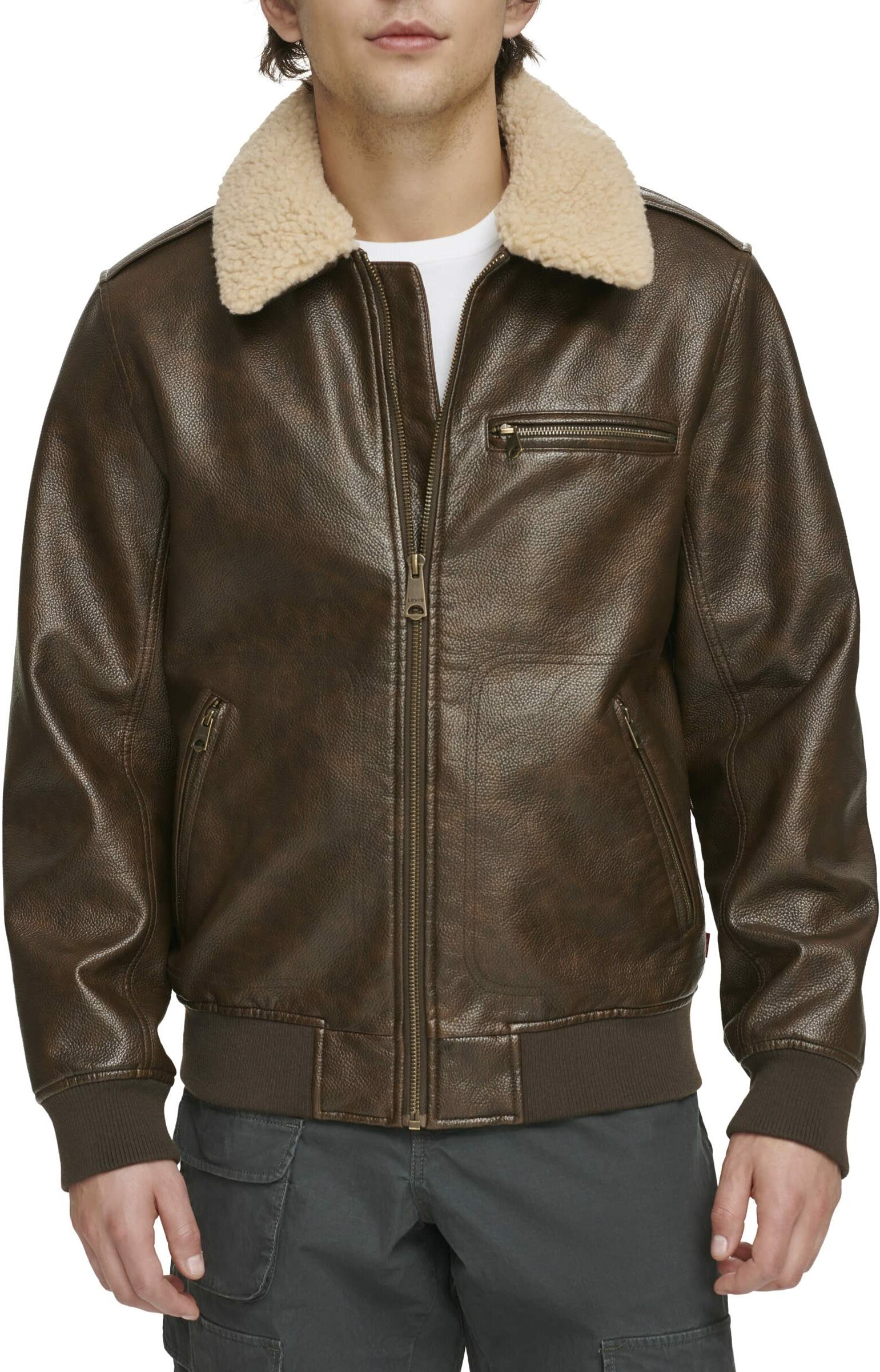 Кожаная куртка мужская Levi's LM3RU804-BRN коричневая L