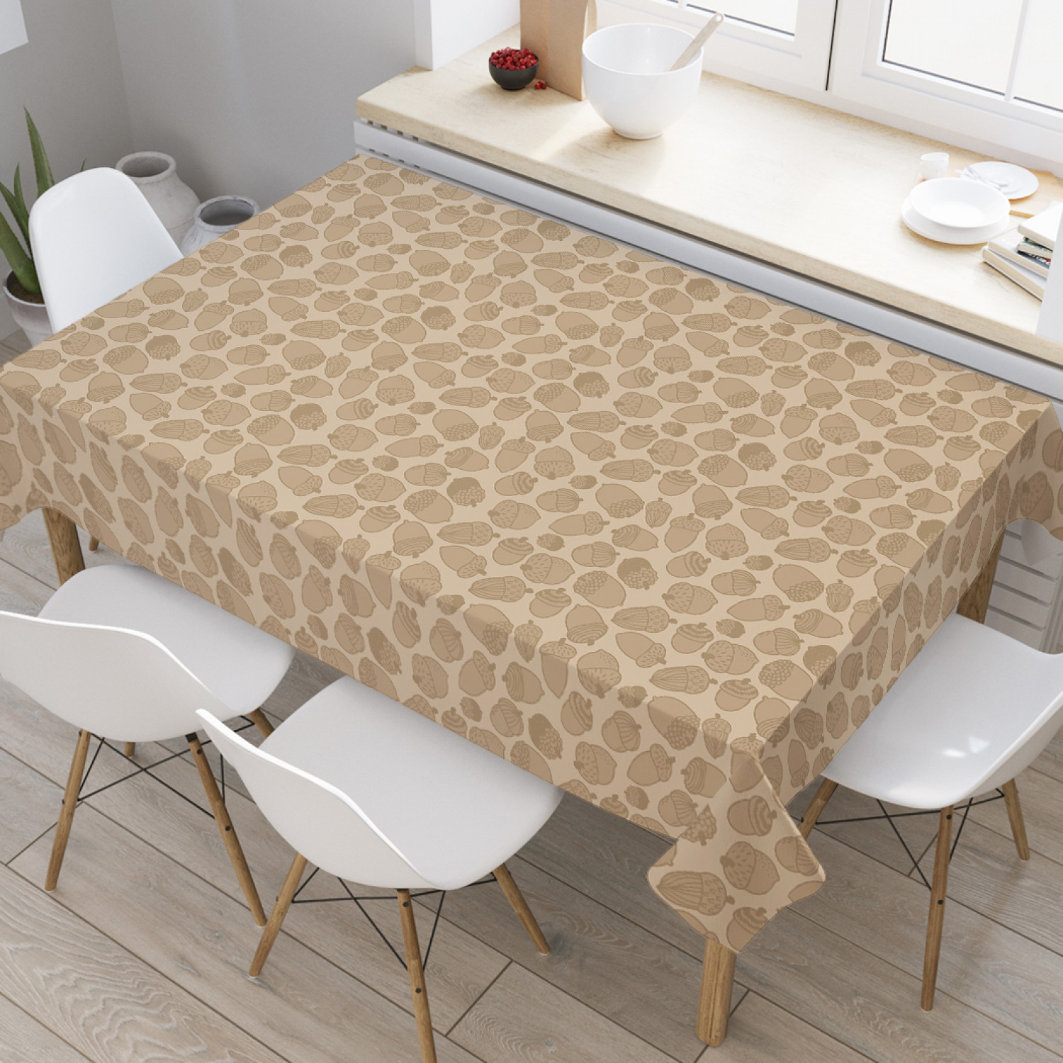 

Скатерть прямоугольная JoyArty "Желуди моно" из оксфорда, 180x145 см, Коричневый, Желуди моно