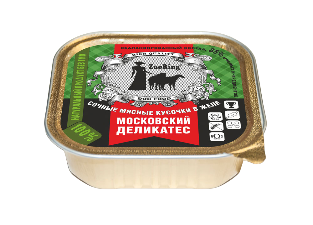 Консервы для собак ZooRing Московский деликатес, кусочки в желе, 16шт по 100г