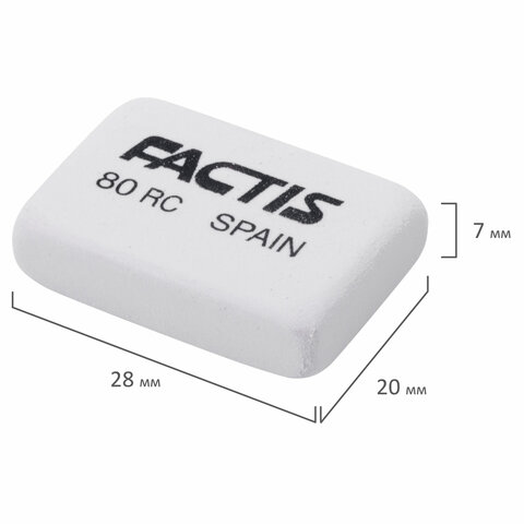 

Ластик Factis 80 RC (прямоугольный 28х20х7мм мягкий синтетический каучук) 80шт (CNF80RC), Белый