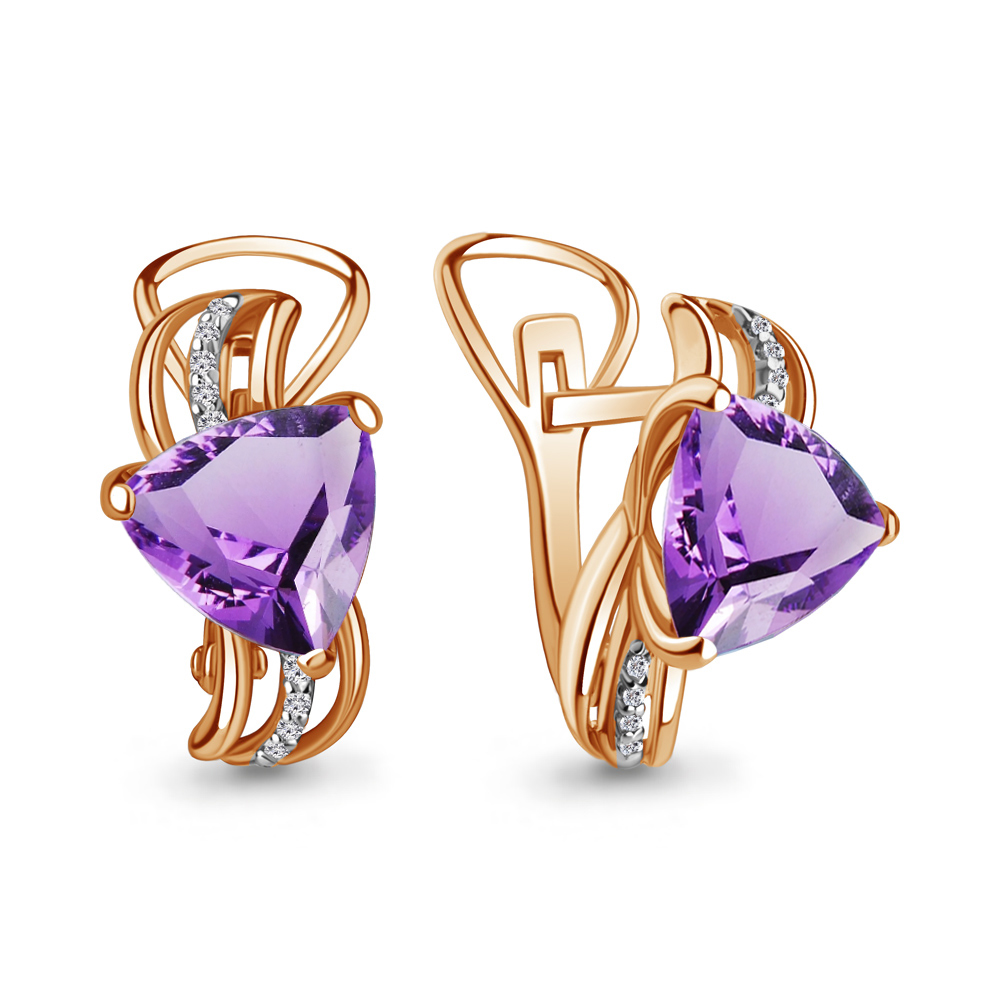 

Серьги из серебра с аметистом Aquamarine 4439104А_925_з, 4439104А_925_з