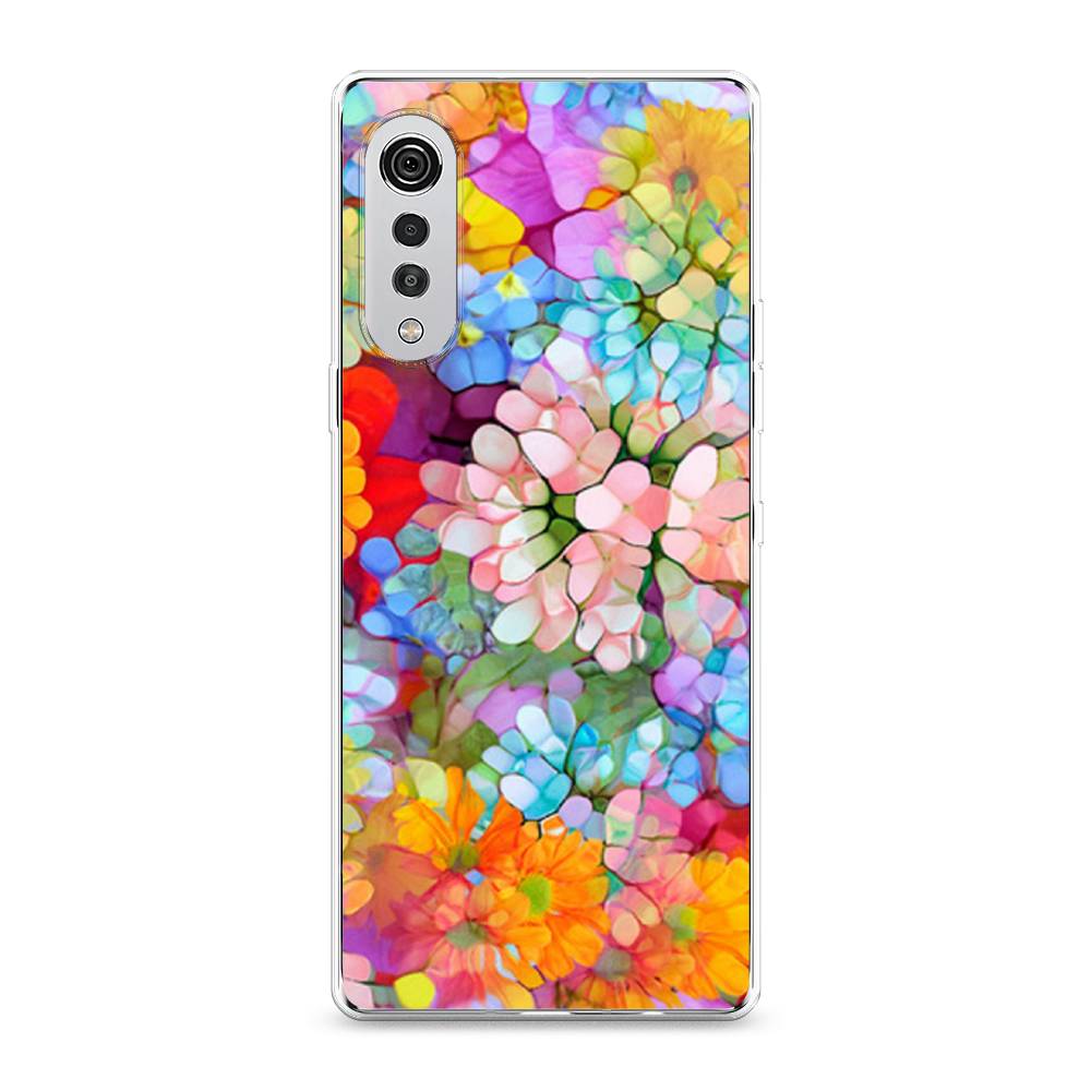 

Чехол на LG Velvet 4G "Цветы витраж", Оранжевый;розовый;голубой, 84450-3